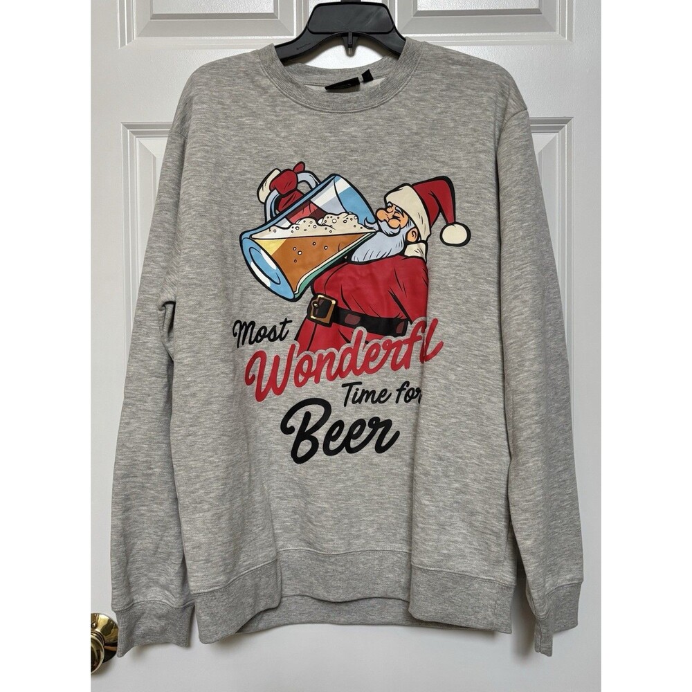 CHEMISTRY SWEATSHIRT PULLON MEN'S SIZE LARGE GRAY PULLON CHRISTMAS SANTA GRAPHIC